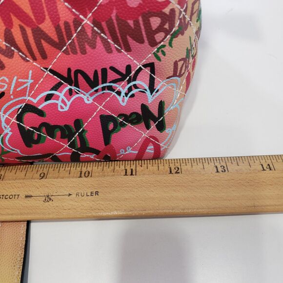 Colorful Graffiti Quilted Shoulder Purse / Satchel, Approx. 12 x 7 x 5 - Picture 8 of 10